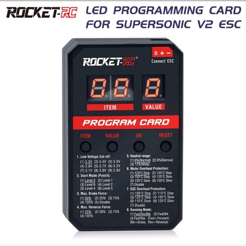 Rocket Rc Led Programming Card For Supersonic V Esc Shopee Malaysia