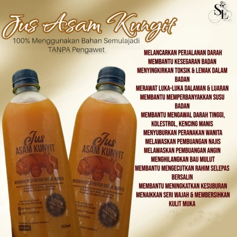 Jus Asam Kunyit Plus Manjakani Homemade Shopee Malaysia