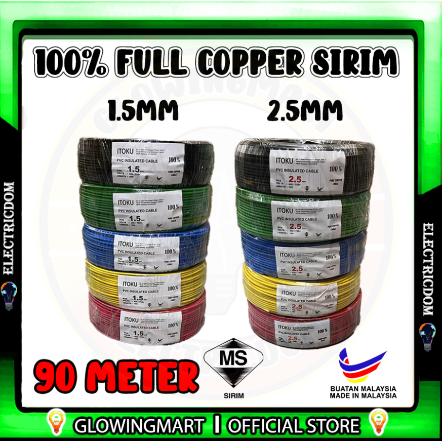 ITOKU Cable PVC 1 5MM 2 5MM Kabel SIRIM Approved Black Green Red