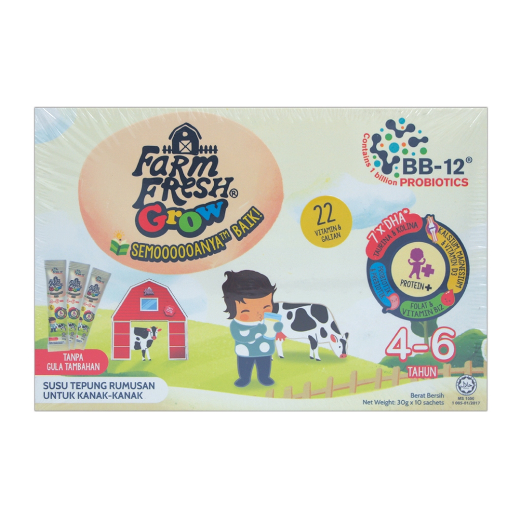 FARM FRESH Grow Milk Powder Susu Tepung 4 6Tahun 30gm X 10sachet