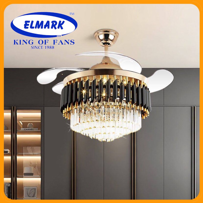 ELMARK DC Motor Chandelier Ceiling Fan With Light Crystal Fan 42 3