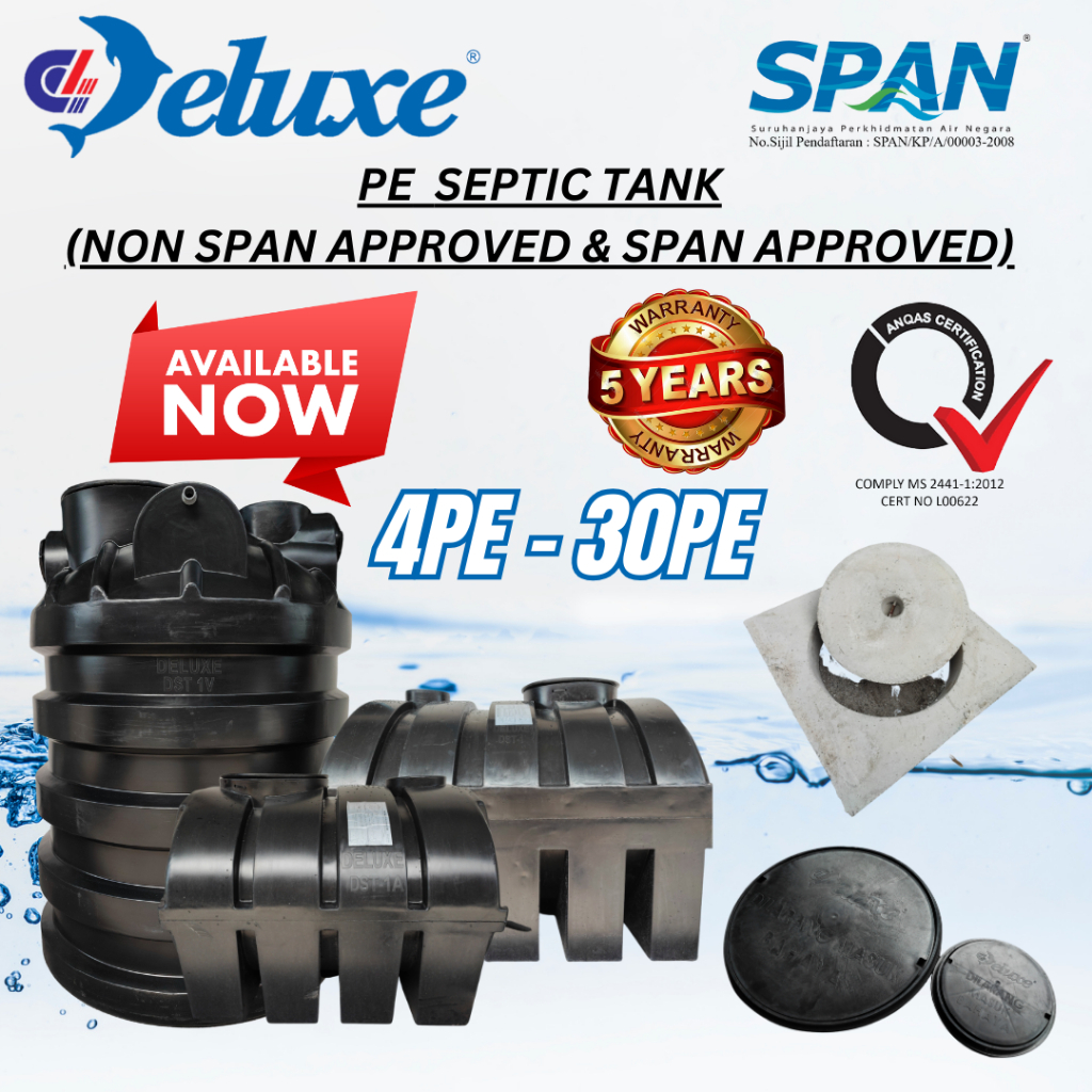 DELUXE PE SEPTIC TANK 1200 1500 1800 Litres Non Sirim SPAN Approved