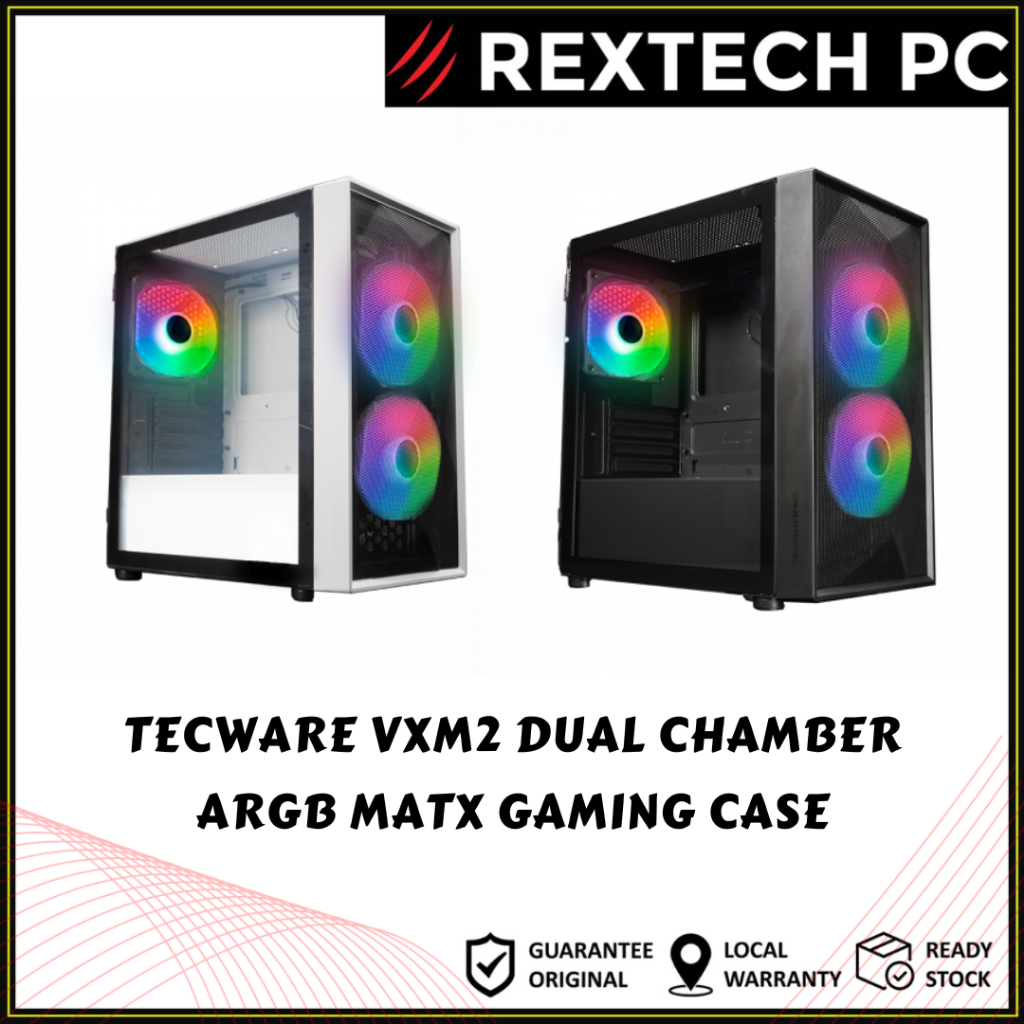 Tecware Forge M Tg Argb Matx Gaming Casing Black White Pc Desktop