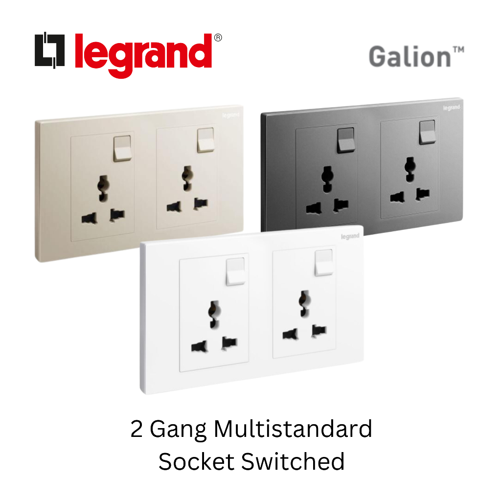 LEGRAND Galion 282434 282435 13A 1 Gang 2 Gang Multi Standard Switched