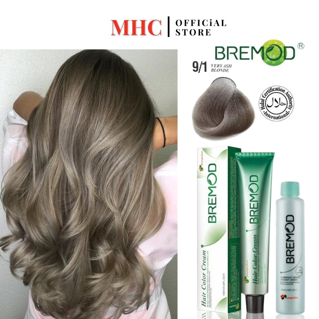 HALAL BREMOD Very Ash Blonde 9 1 Professional Use Hair Color Dye