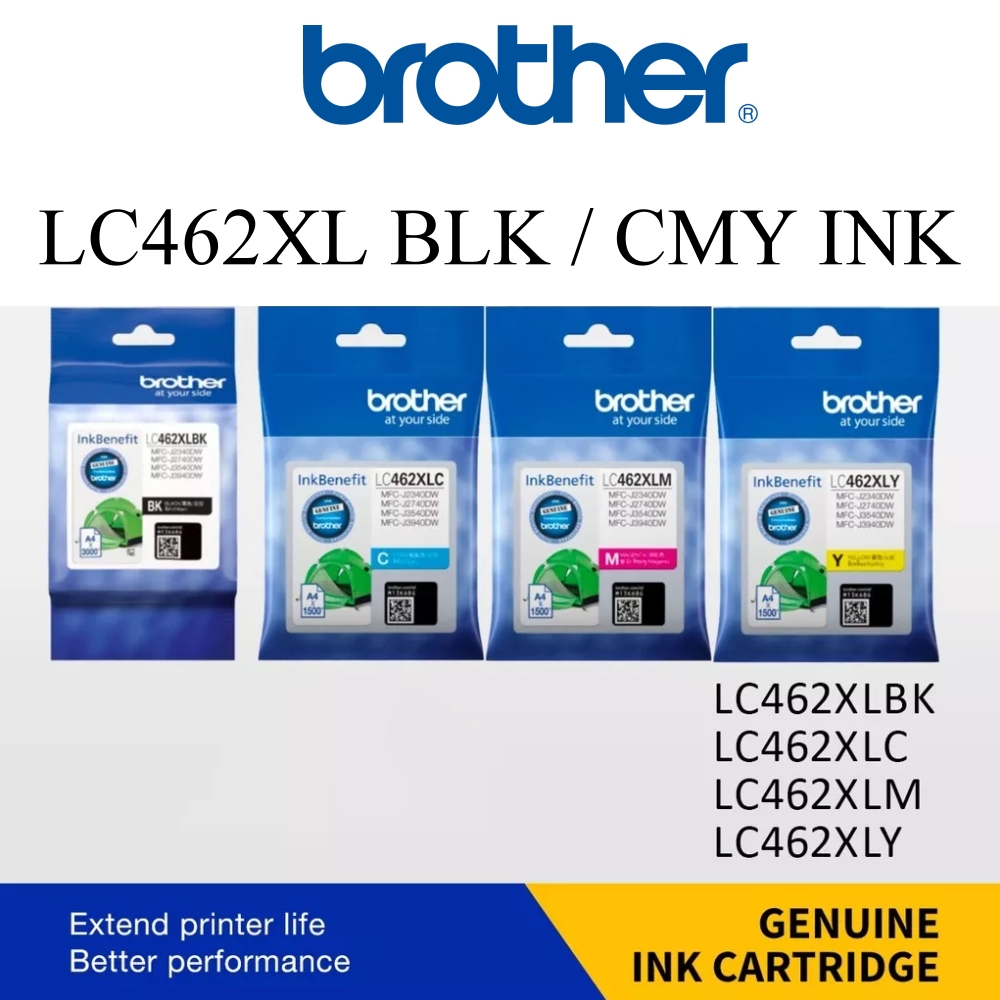 Brother LC462XL Cyan Magenta Yellow Black Original Ink Cartridge 462