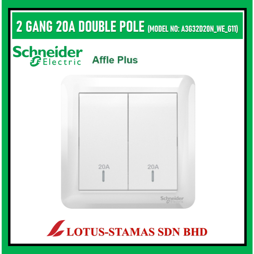 Schneider Affle Plus Gang Way Double Pole A Switch Model No