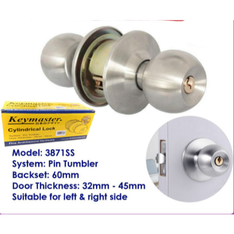 KEYMASTER 3871SS CYLINDRICAL LOCK PINTU LOCK TOMBOL PINTU TOMBO PINTU