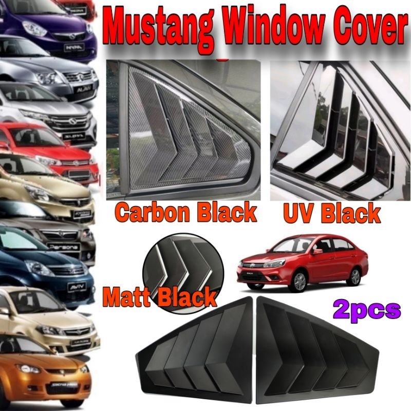 Mustang Window Triangle Cover Axia 2023 Alza Veloz Baru Perodua Carbon