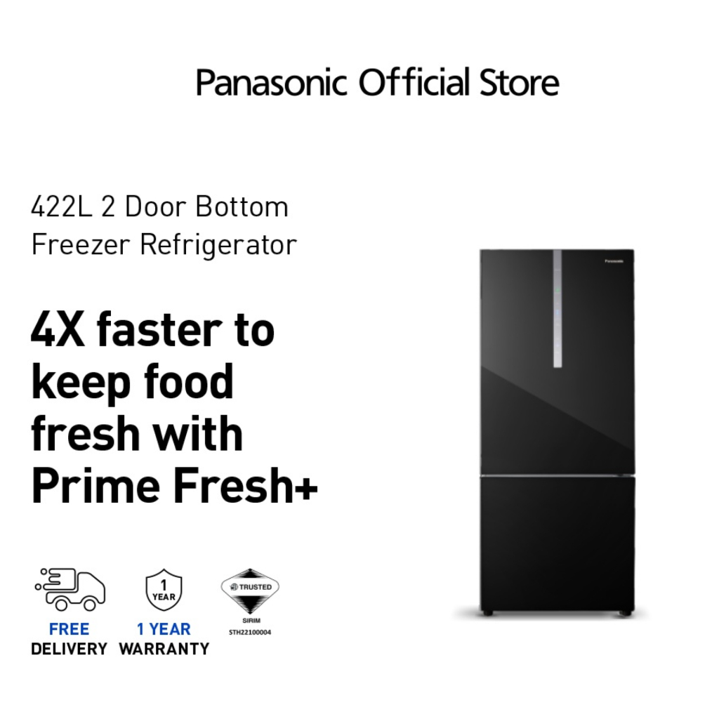 Panasonic NR BX421 2 Door Bottom Freezer Refrigerator Glass Door Series