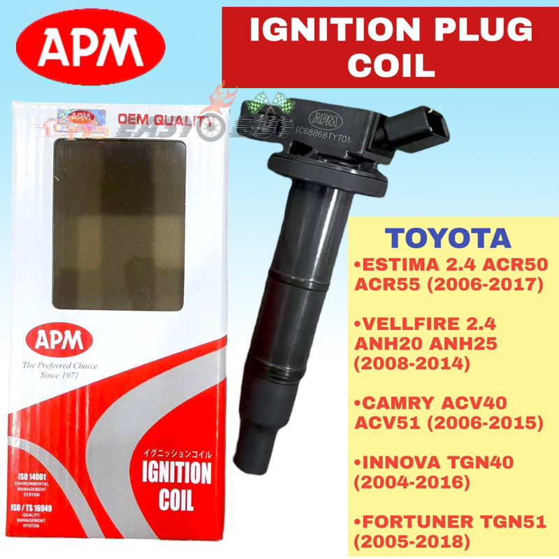 100 ORIGINAL APM IGNITION PLUG COIL TOYOTA CAMRY ACV40 ESTIMA ACR50