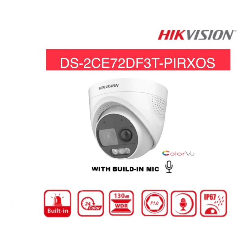 HIKVISION DS 2CE72DF3T PIRXOS 2MP ColorVu PIR Siren Audio Fixed Turret