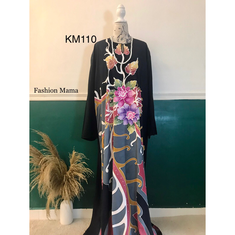 Jubah Batik Malaysia Kaftan Lengan Panjang Lukis Tangan Canting Pastel