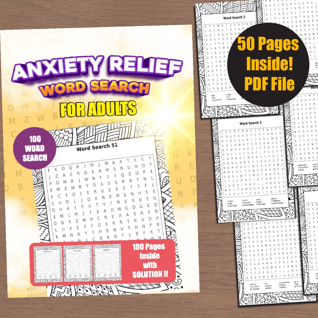 Pdf Anxiety Relief Word Search For Adult Shopee Malaysia