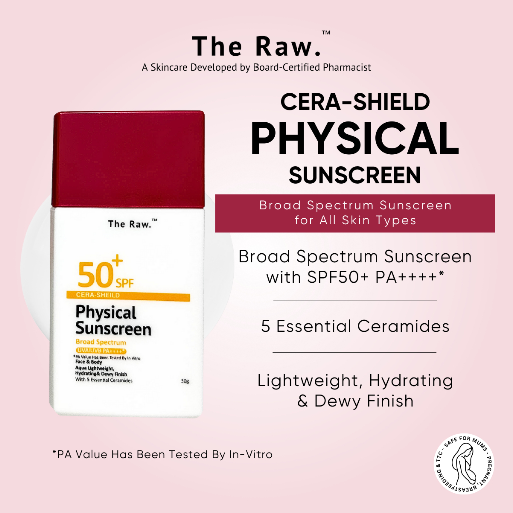 The Raw Cera Shield Physical Sunscreen SPF 50 PA Broad Spectrum