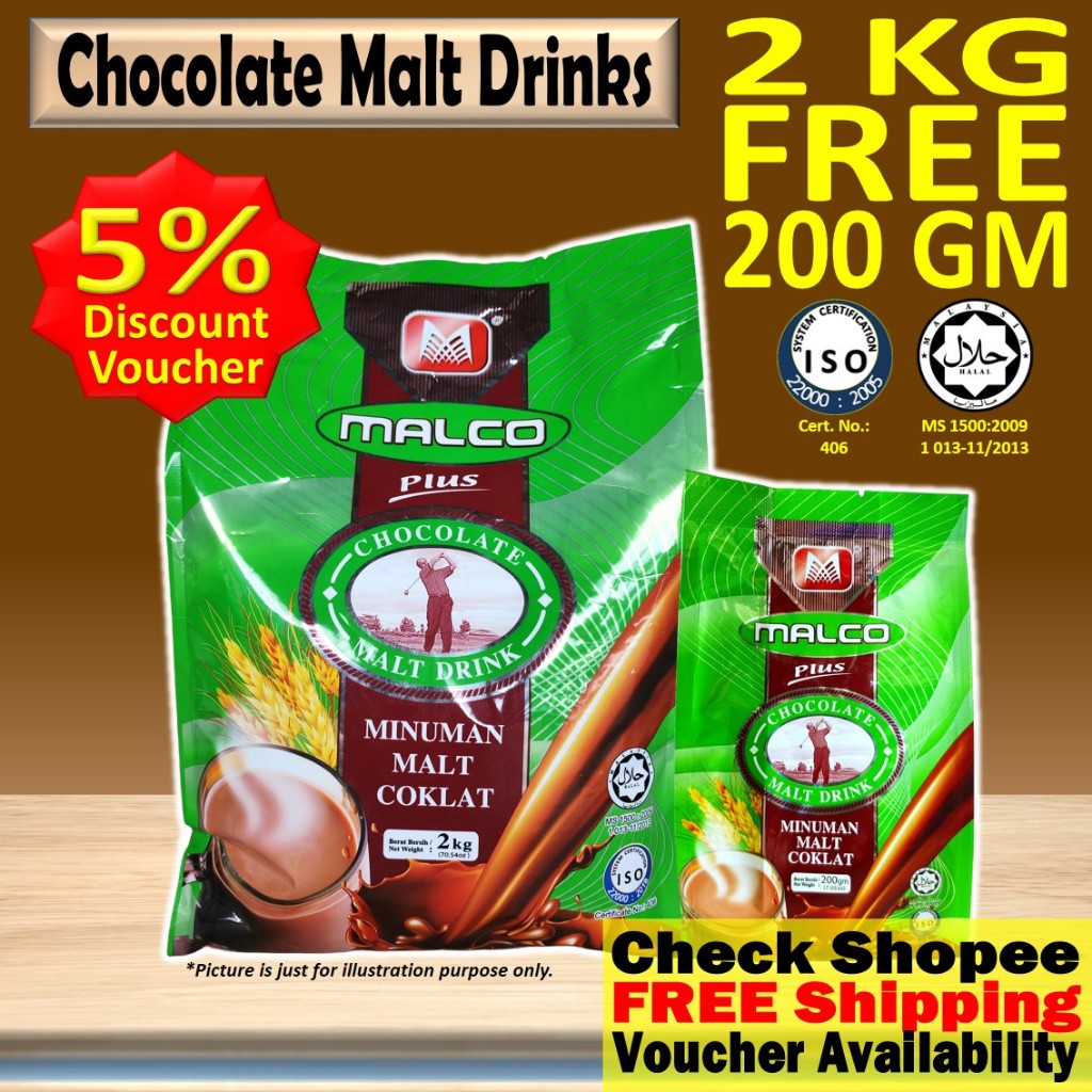 2 KG 200 GM MALCO Chocolate Malt Drinks Coklat Malt HALAL