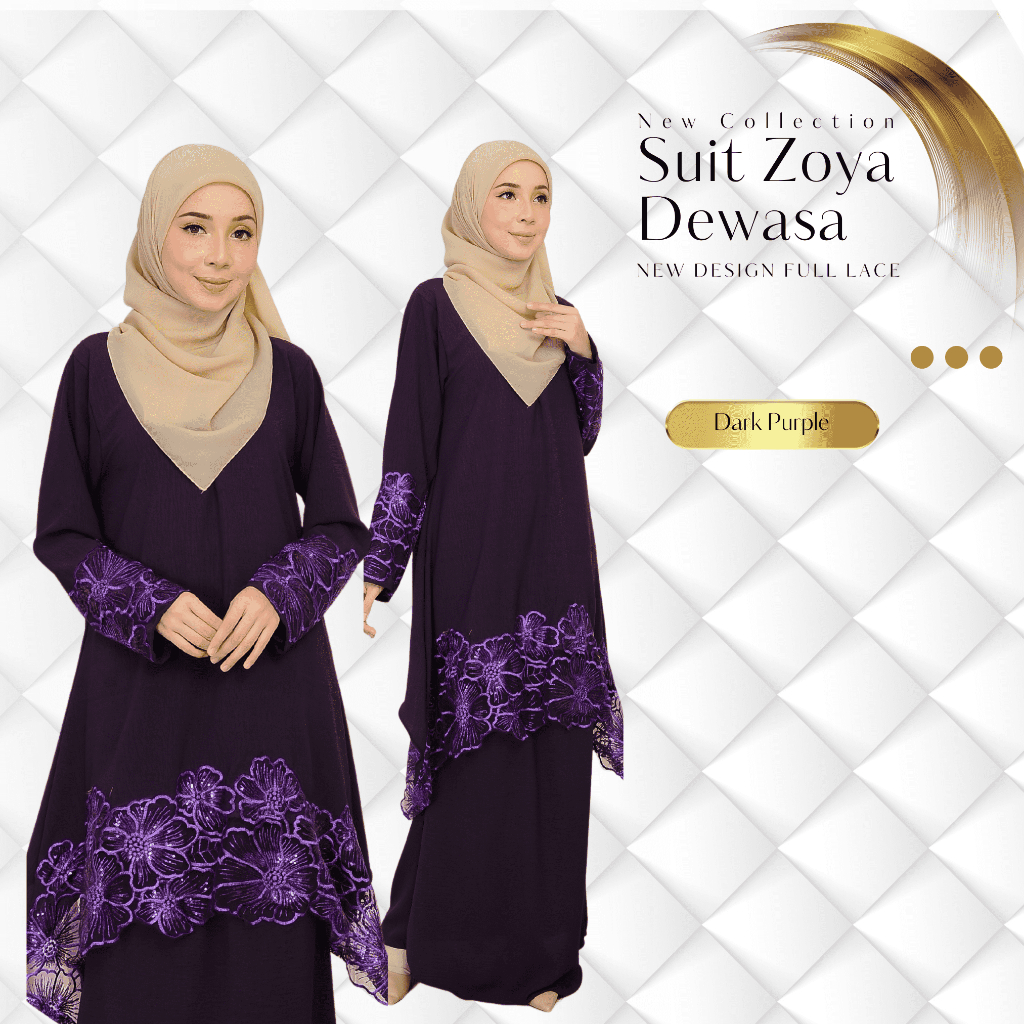 Baju Kurung ZOYA Lace Material Italian Cotton CEY Suit RAYA 2024 Ready