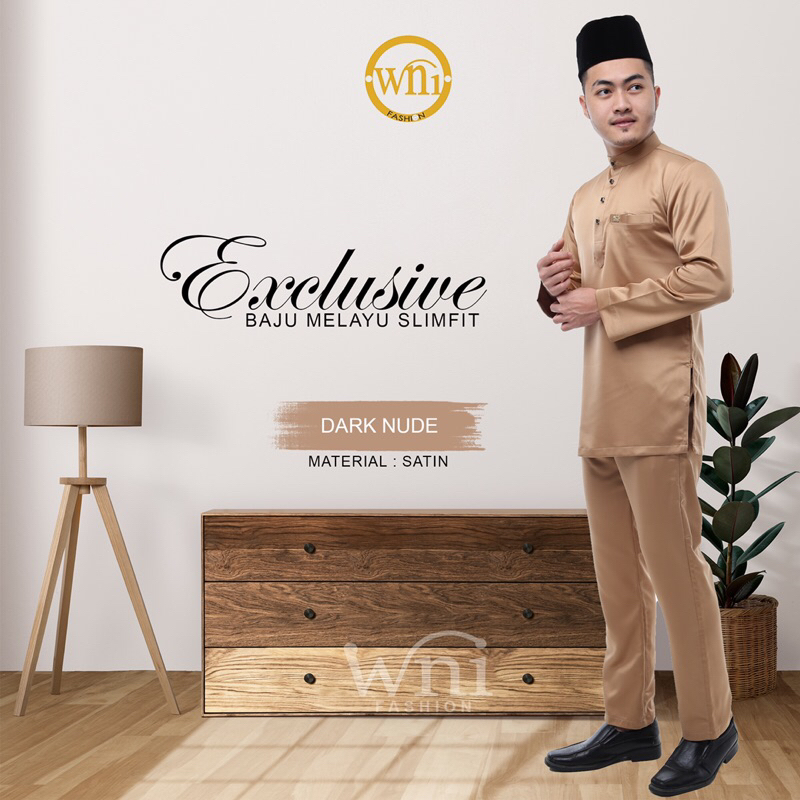 Baju Melayu Slimfit Exclusive Dark Nude Shopee Malaysia