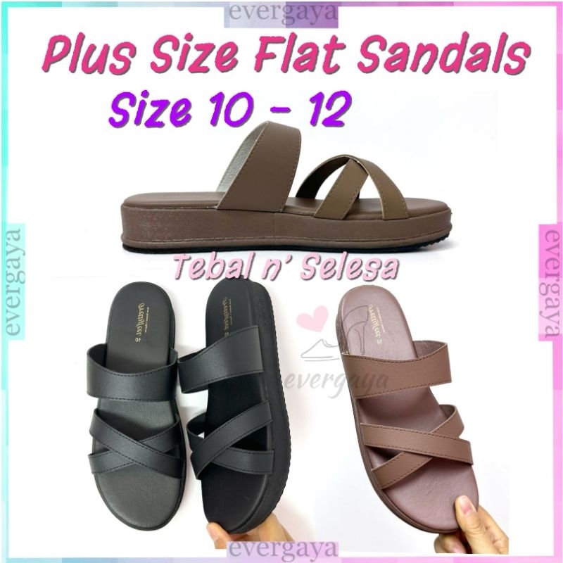 Evergaya Dila Woman Flat Sandals Plus Size Kasut Saiz Besar