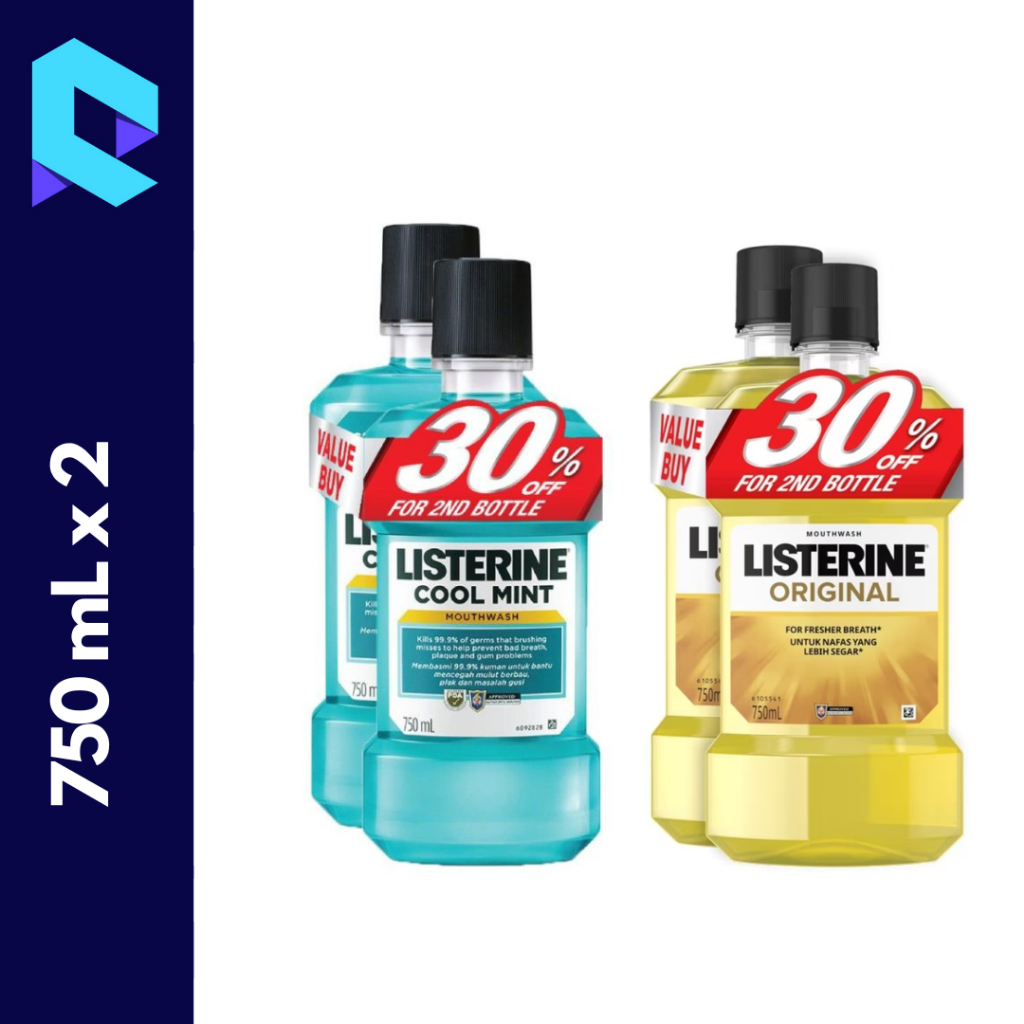 Listerine Antiseptic Mouthwash 750 ML X 2 Shopee Malaysia