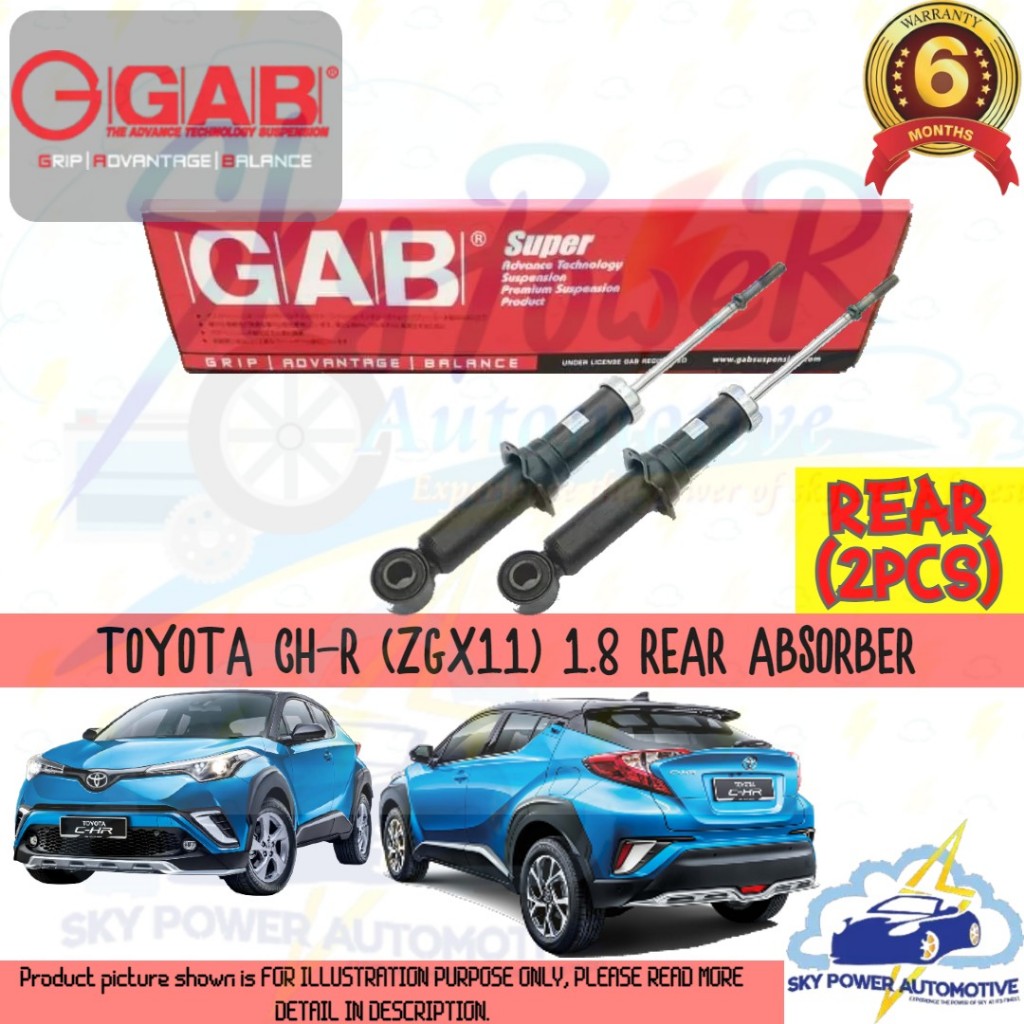 TOYOTA CH R CHR ZGX11 1 8 GAB SUPER GAS SHOCK ABSORBER REAR 2PCS