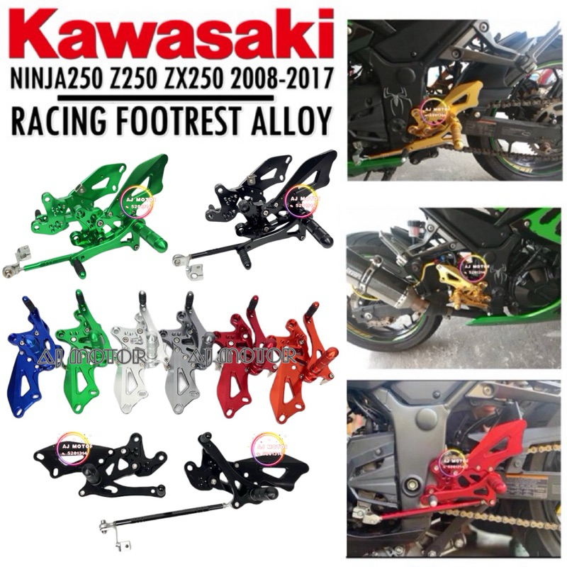 FRONT RACING FOOTREST ALLOY KAWASAKI NINJA250 Z250 ZX250 2008 2017