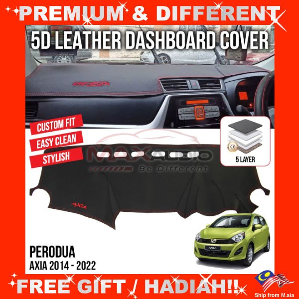 D Leather Dashboard Cover Perodua Axia Cars Premium Vip D