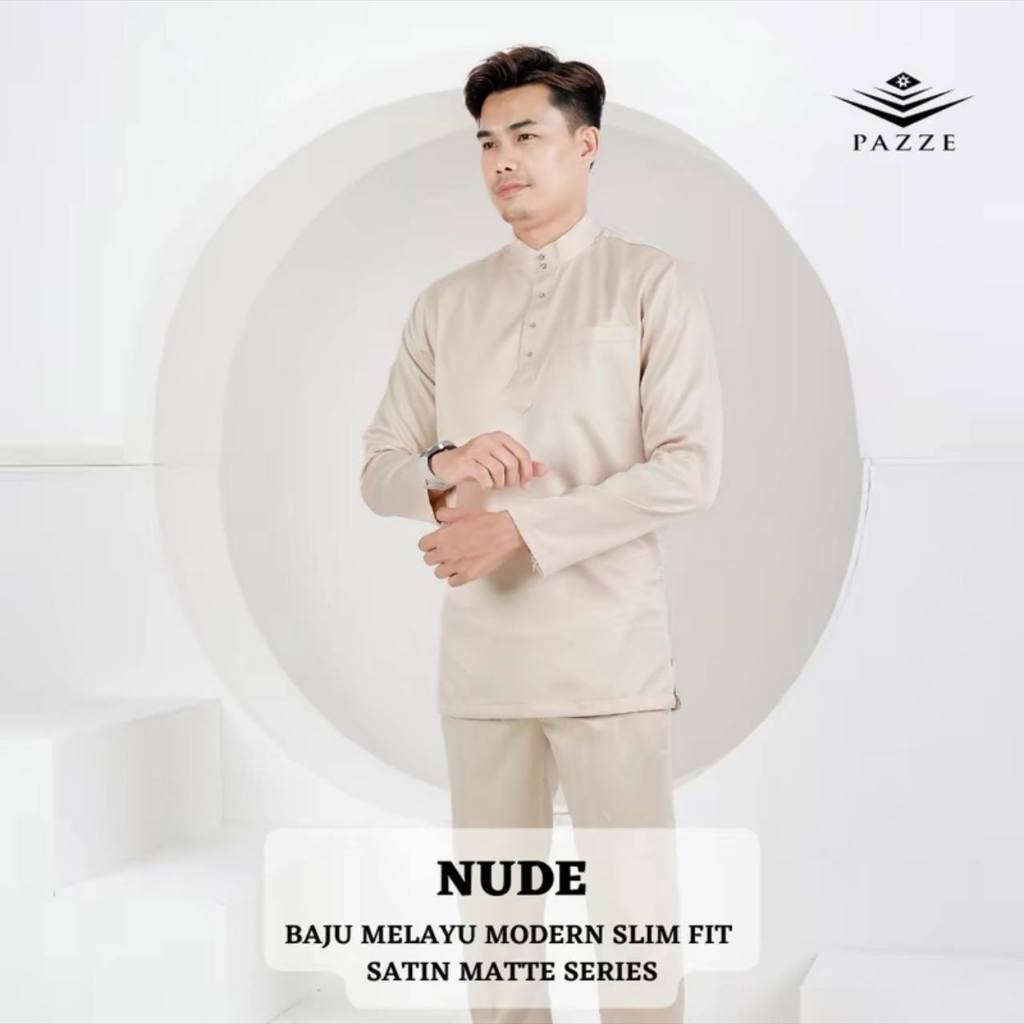 Satin Nikah Series Baju Melayu Modern Slimfit Nude Shopee Malaysia