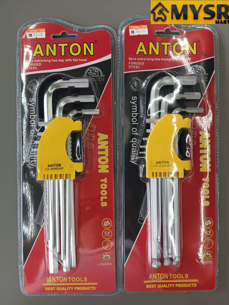 ANTON CRV 9PCS ALLEN KEY SET HEX KEY ALLEN KEY BALL POINT ALLEN KEY