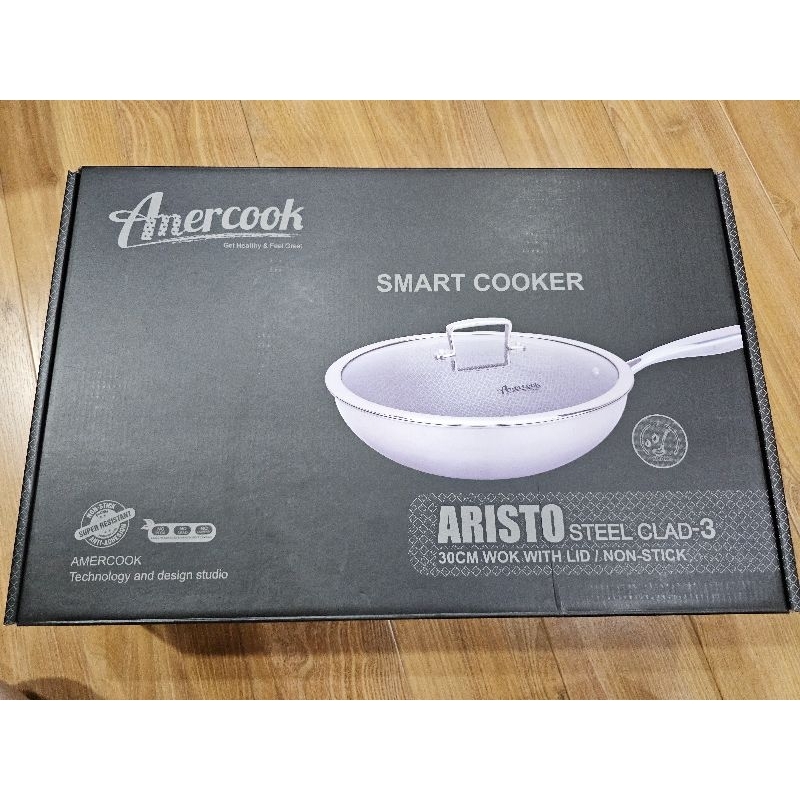 Amercook Cm Aristo Stainless Steel Induction Nonstick Wok Pan With