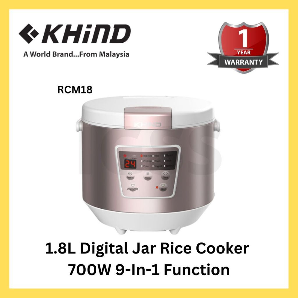 KHIND 1 8L Digital Rice Cooker Metallic Grey RCM18 Shopee Malaysia