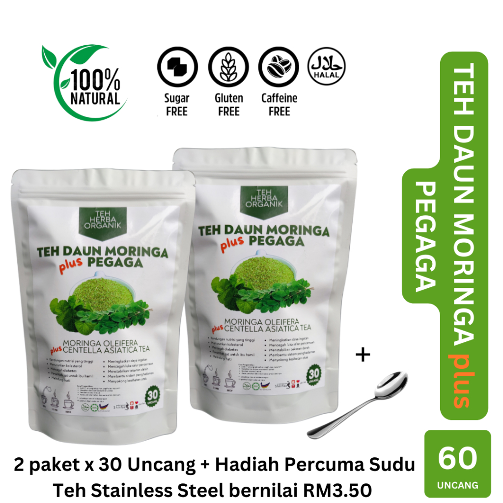 60 Uncang Teh MORINGA Plus PEGAGA Teh MoriPeg Moringa Oleifera Plus