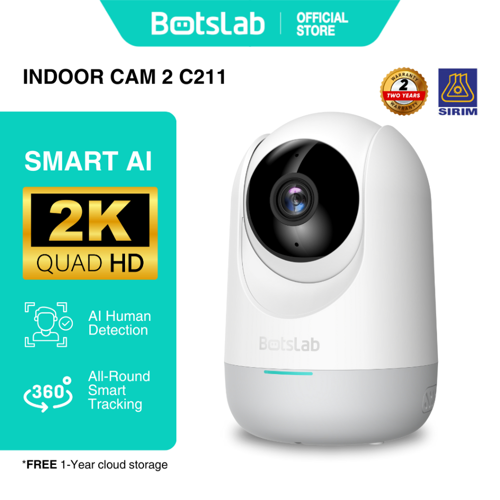 Botslab Indoor Cam 2 C211 2K Wi Fi Smart Pan Tilt Camera Shopee Malaysia