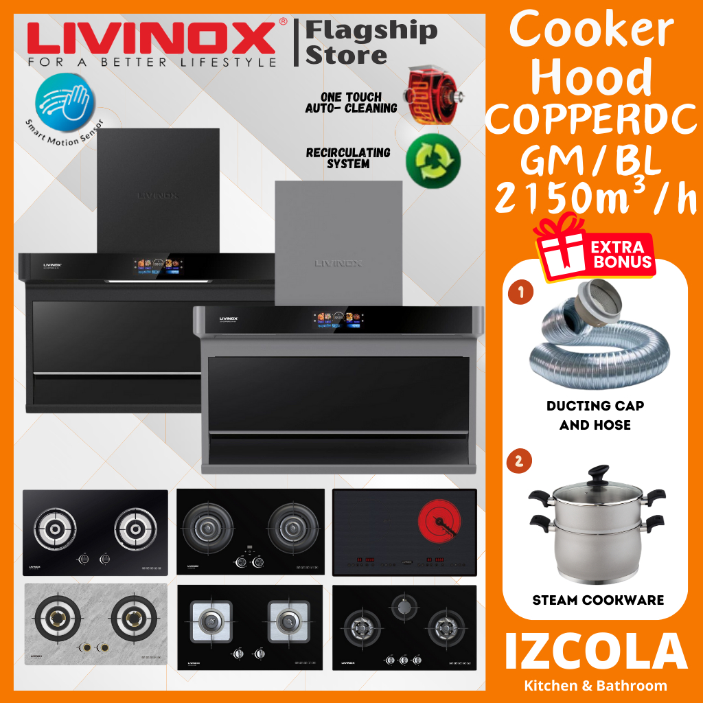 LIVINOX Cooker hood LCH COPPERDC BL 90 LCH COPPERDC GM 90 2150m³ h