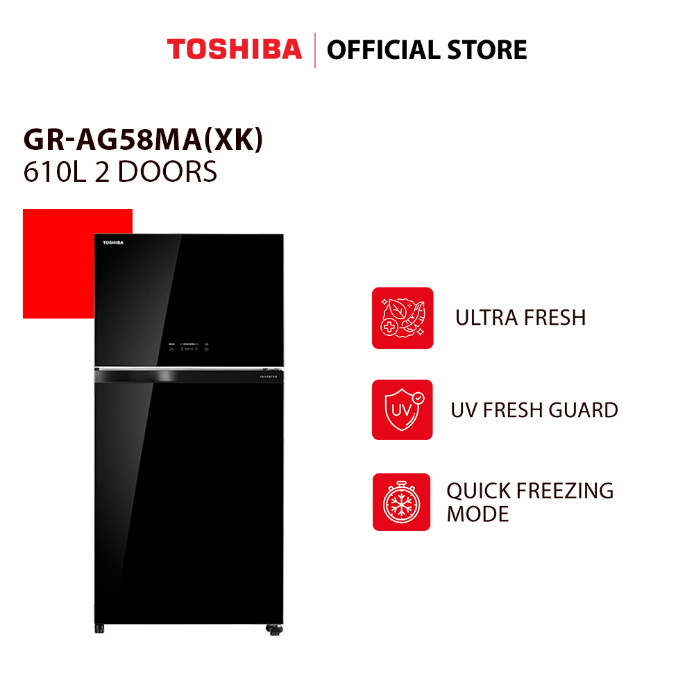 Toshiba GR AG58MA XK 610L 2 Door Duo Hybrid Inverter Refrigerator