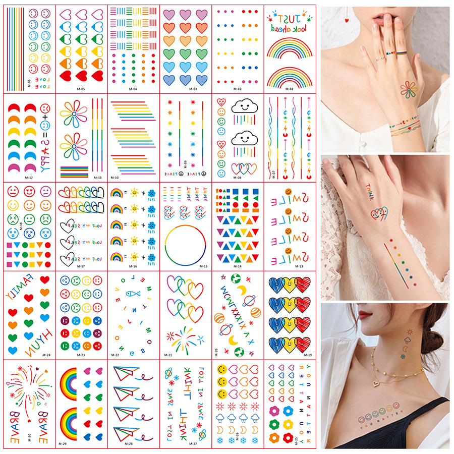 30 Sheets Artistic Series Tattoo Stickers Waterproof Male And Female