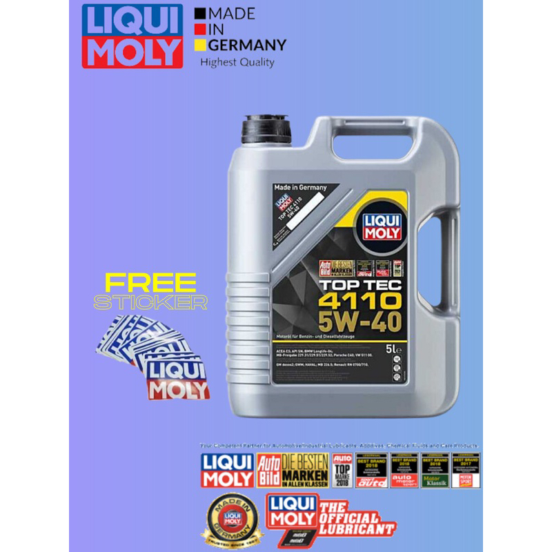 Liqui Moly 5W40 Top Tec 4110 Fully Synthetic Engine Oil 5L Shopee