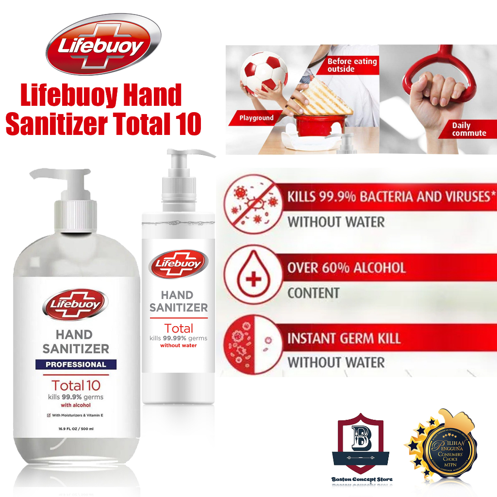 Lifebuoy Hand Sanitizer Total 10 500ml Alcohol Sanitiser Gel Lifebouy