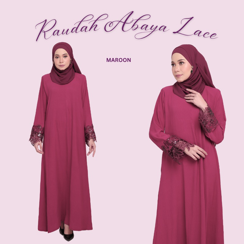 RAUDAH KAFTAN IRONLESS JUBAH SULAM LACE HAJI UMRAH Shopee Malaysia