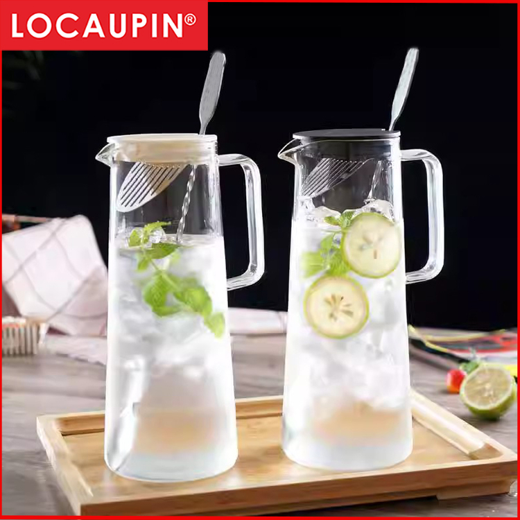 Locaupin 1800mL Borosilicate Glass Bottle Pitcher Glass With Filter