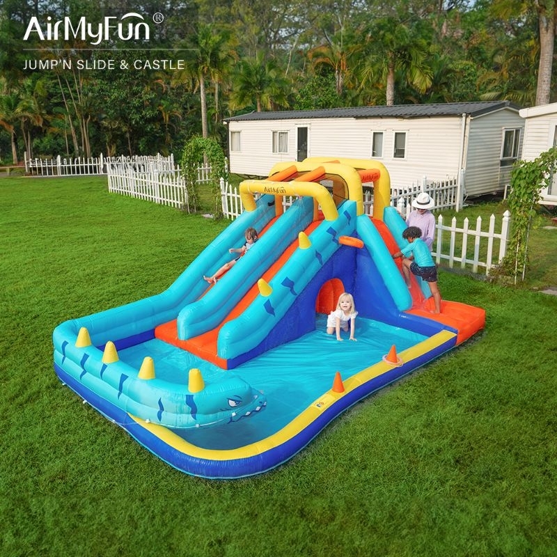 AirMyFun Waterpark Castle Slide Bouncer 83050 Double Slide Swimming