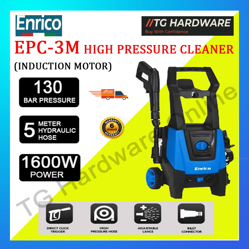 ENRICO EPC 3M HIGH PRESSURE CLEANER WATER JET 130BAR 1600W INDUCTION