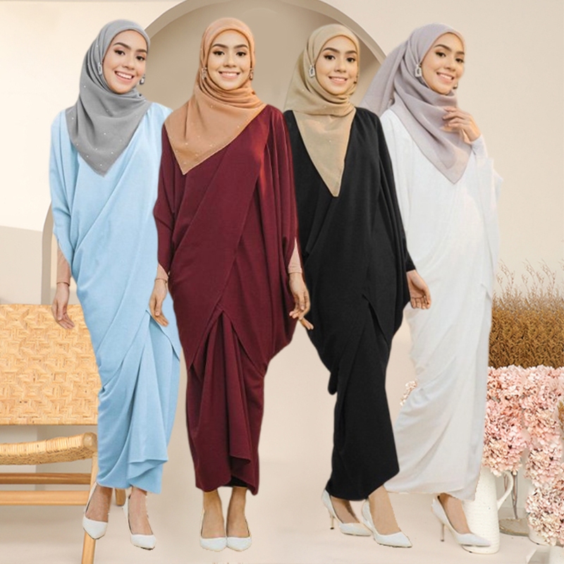 Rhea Kaftan Comocrepe Kurung Kaftan Kain Pario BF Wudhu Nursing