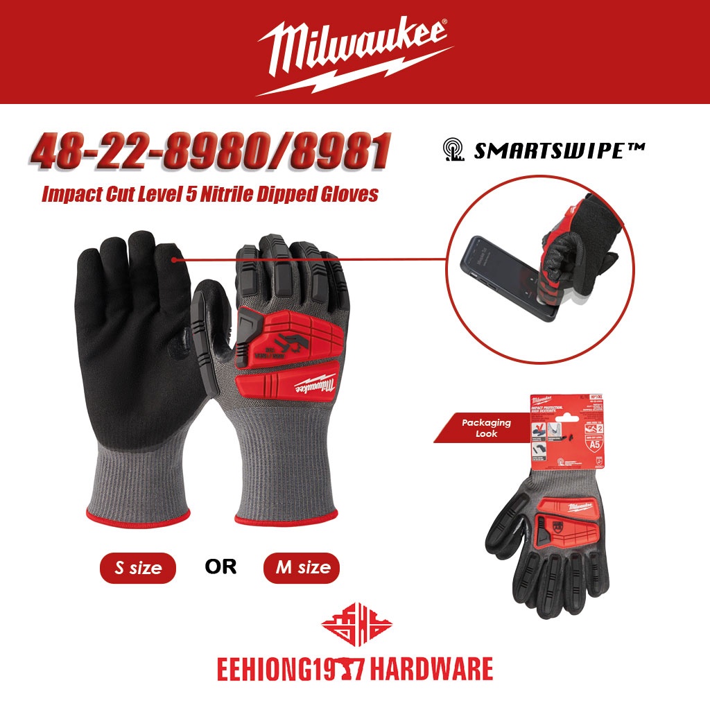 MILWAUKEE 48 22 8980 48 22 8981 Impact Cut Level 5 Nitrile Dipped