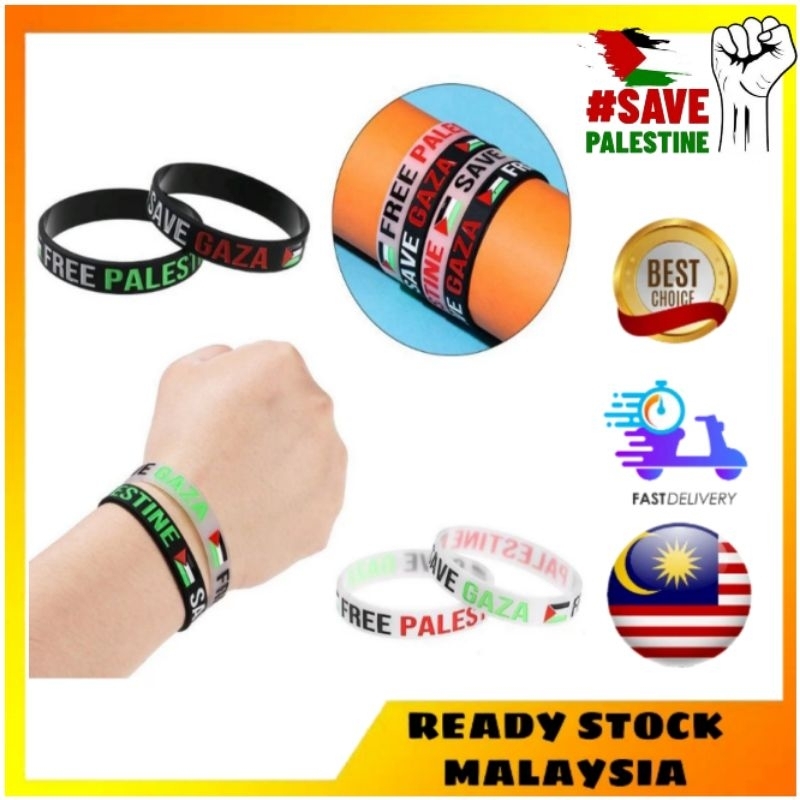 Free Palestine Gelang Tangan Getah Palestin Rubber Wristband