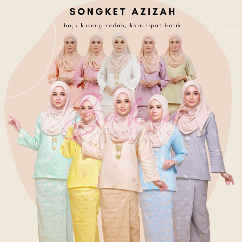 Baju Kurung Kedah Songket Tenun Azizah Baju Kurung Viral Pastel