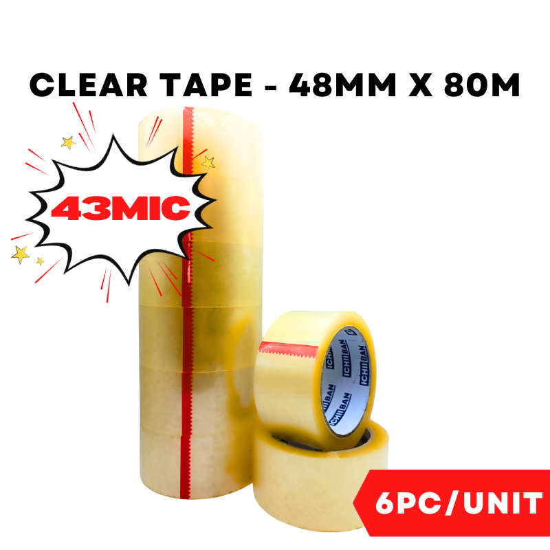 Opp Tape 48mm 6Rolls Bopp Tape Packing Tape Cellophane Tape