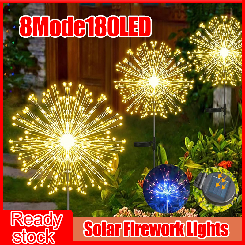 Led Modes Solar Fireworks Lights Outdoor Waterproof String Light