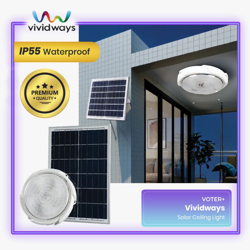 K Vividways Solar Ceiling Lights Voter Colors Lampu Solar Siling