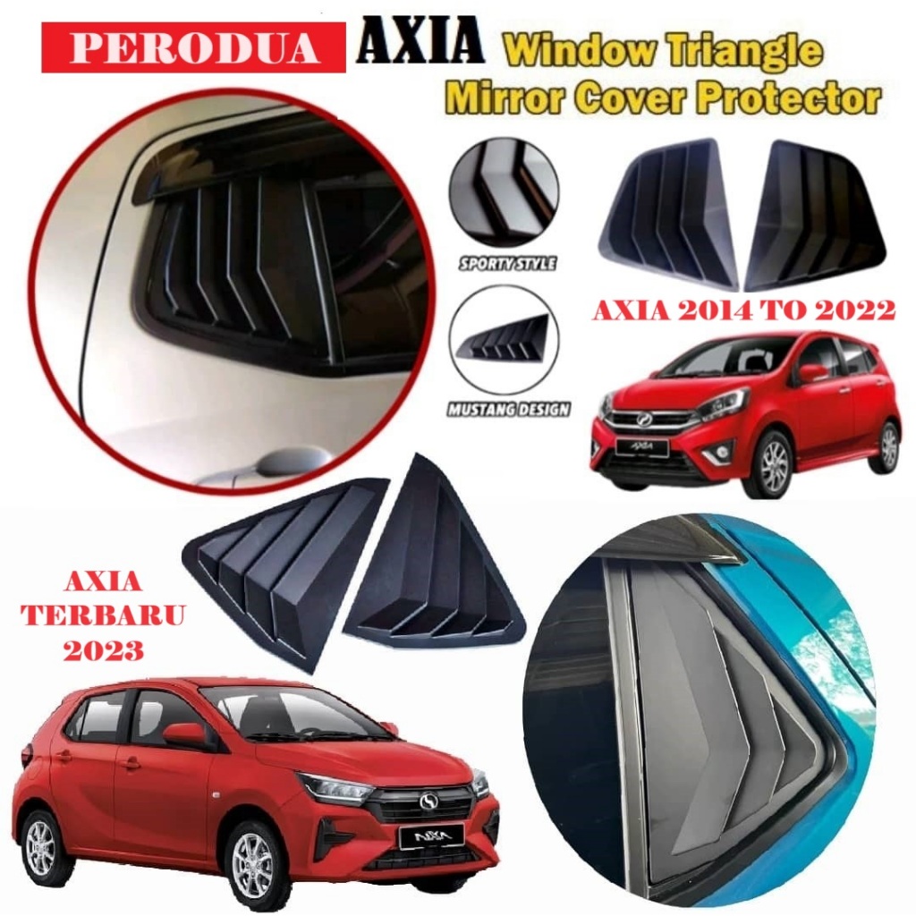 Perodua Axia Window Cover Black Rear Mirror Cover Triangle Window